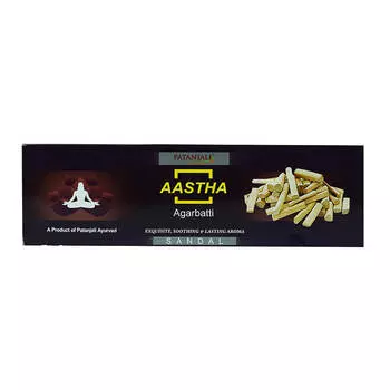 Астха: ароматические палочки с Сандалом (75 г), Incense Sticks Aastha Agarbatti, произв. Patanjali