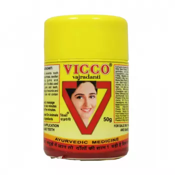 Аюрведический зубной порошок Ваджраданти (50 г), Vajradanti Tooth Powder, произв. Vicco