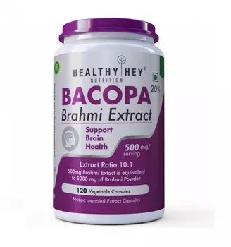 Бакопа (экстракт Брахми) (120 кап, 500 мг), Bacopa (Brahmi Extract): Support Brain Health, произв. HealthyHey