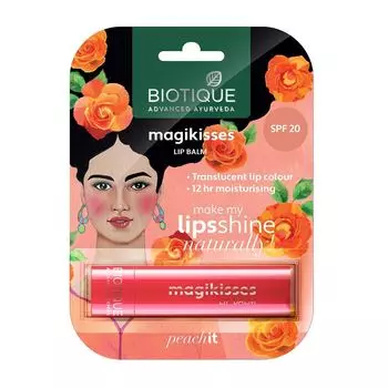 Бальзам для губ Персик (4 г), Magikisses Lip Balm Peach It, произв. Biotique
