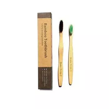 Бамбуковые биоразлагаемые зубные щётки для взрослых (2 шт), Bamboo Toothbrush for Adults, произв. State Pride-T