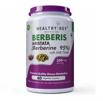 Барбарис с Расторопшей (60 кап, 300 мг), Berberis (Berberine 95%) with Milk Thistle, произв. HealthyHey