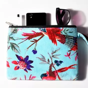 Бархатная сумка-клатч, Velvet Clutch Bag Blue, Handmade, произв. MYINDIA