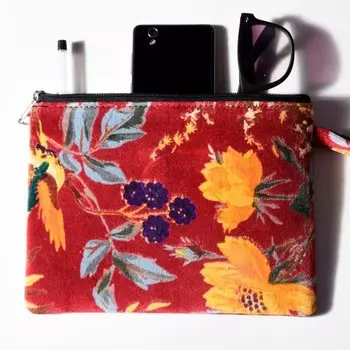 Бархатная сумка-клатч, Velvet Clutch Bag Red, Handmade, произв. MYINDIA