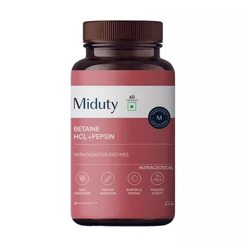 Бетаин HCL + Пепсин (60 кап), Betaine HCL + Pepsin, произв. Miduty