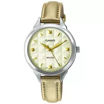 Бежевые аналоговые женские часы, Beige Analog Women's Watch, произв. Casio