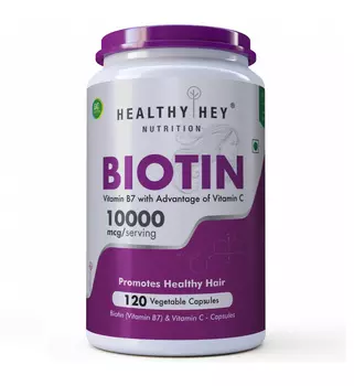 Биотин (Витамин В7+Витамин С) (120 кап, 10000 мкг), Biotin (Vitamin B7+Vitamin C), произ. HealthyHey