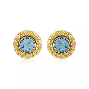 Blue Stone Round Stud Earrings
