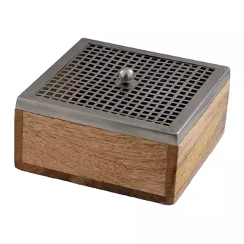 Большая деревянная шкатулка с металлической крышкой, Никель, Wooden Nickel Big Box, произв. John Molly Decor&Gifts