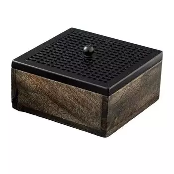 Большая деревянная шкатулка с металлической крышкой, Железо, Wooden Iron Big Box, произв. John Molly Decor&Gifts