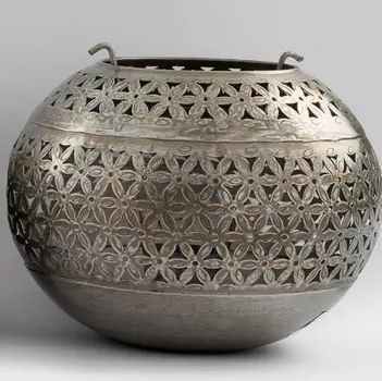 Большой круглый металлический подсвечник, Цинк , Iron Zink Handi Big, произв. John Molly Decor&Gifts