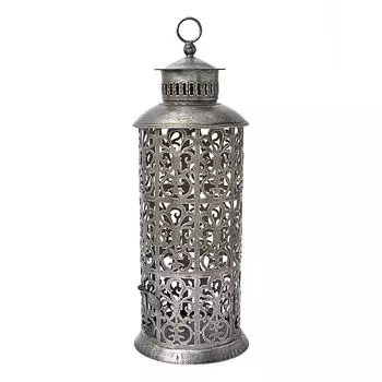 Большой металлический резной подсвечник-фонарь, Цинк, Iron Zinc Lantern Big, произв. John Molly Decor&Gifts