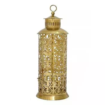Большой металлический резной подсвечник-фонарь, Латунь, Iron Brass Lantern Big, произв. John Molly Decor&Gifts