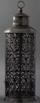 Большой металлический резной подсвечник-фонарь, Железо, Iron Lantern Big, произв. John Molly Decor&Gifts