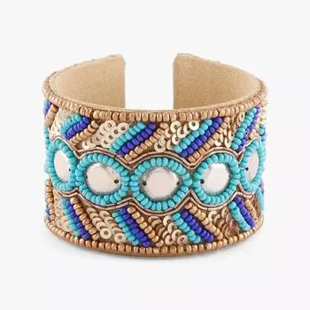 Браслет из бисера, Beaded Turquoise Bracelet, произв. MYINDIA