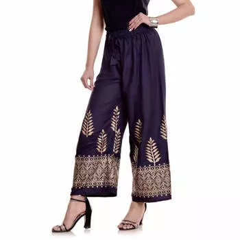 Брюки из вискозы с этническим принтом, Handprinted Rayon Pants Dark Purple, Handmade, произв. MYINDIA