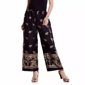Брюки из вискозы с этническим принтом, Handprinted Rayon Pants Elephant, Handmade, произв. MYINDIA