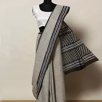 Cари с черными полосками, Black Lines Saree, произв. MYINDIA