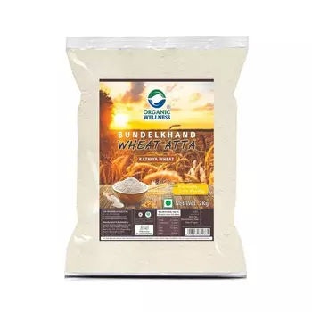 Цельнозерновая мука (2 кг), Bundelkhand Wheat Atta, произв. Organic Wellness