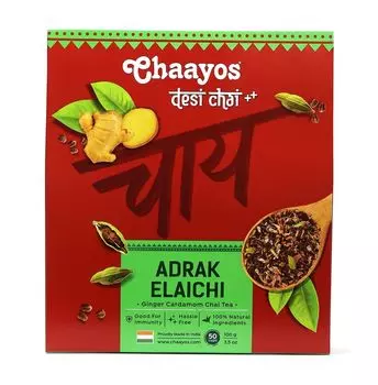 Чай с Имбирем и Кардамоном (100 г), Adrak Elaichi Tea Ginger and Cardamom, произв. Chaayos