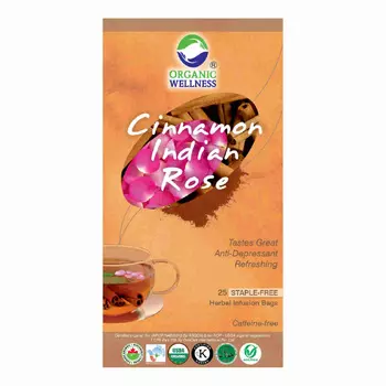 Чай с Корицей и Индийской розой (25 пак, 1.30 г), Cinnamon Indian Rose Tea, произв. Organic Wellness