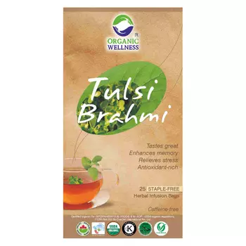 Чай с Тулси и Брахми (25 пак, 1.55 г), Real Tulsi Brahmi Tea, произв. Organic Wellness