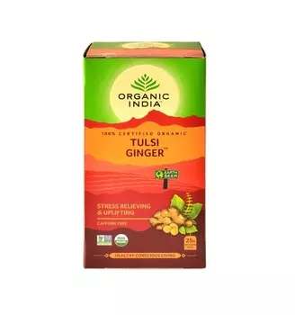 Чай с Тулси и Имбирем (25 пак, 1,74 г), Tulsi Ginger Tea, произв. Organic India