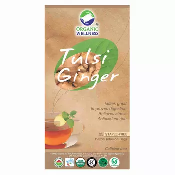 Чай с Тулси и Имбирём (25 пак, 1.55 г), Real Tulsi Ginger Tea, произв. Organic Wellness