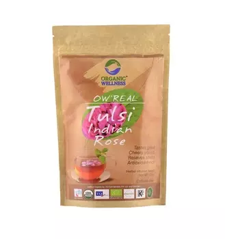 Чай с Тулси и Индийской розой (100 г), Tulsi Indian Rose Tea, произв. Organic Wellness