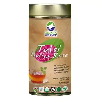 Чай с Тулси и Индийской розой (100 г), Tulsi Indian Rose Tea, произв. Organic Wellness