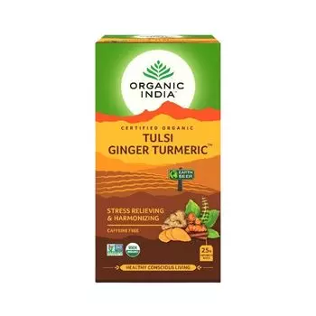 Чай с Тулси, Имбирем и Куркумой (25 пак, 1,9 г), Tulsi Ginger Turmeric Tea, произв. Organic India