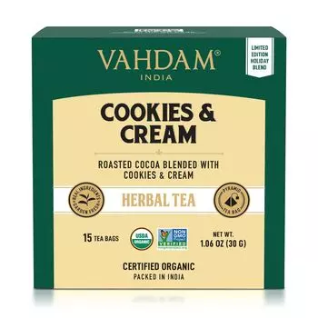 Чай со вкусом Печенья и Сливок (15 пак, 2 г), Cookies & Cream Herbal Tea, произв. VAHDAM