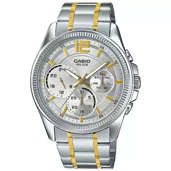 Часы с несколькими циферблатами мужские двухцветные, Two-Tone Multi-Dial Men's Watch, произв. Casio