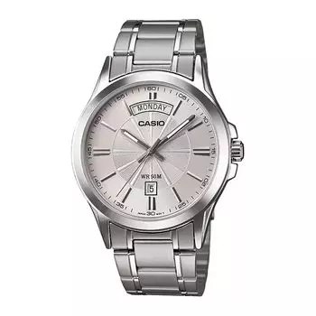 Часы серебристые мужские аналоговые, Silver Analog Men's Watch, произв. Casio