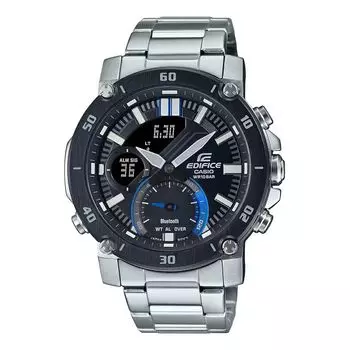 Часы серебристые с подключением по Bluetooth мужские, Silver Bluetooth Connect Men's Watch, произв. Casio