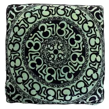 Чехол для напольной подушки, Floor Pillow Cover Black on Green, Handmade, произв. MYINDIA