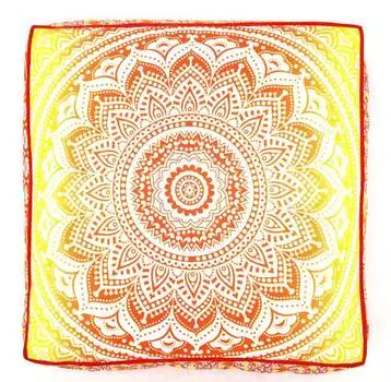 Чехол для напольной подушки, Floor Pillow Cover Yellow With Orange, Handmade, произв. MYINDI