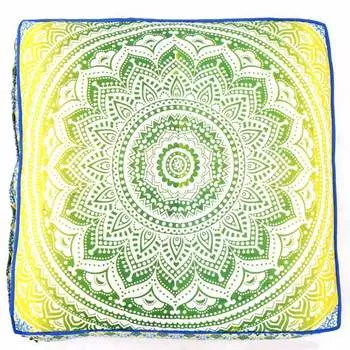 Чехол для напольной подушки, Floor Pillow Cover Yellow Mandala, Handmade, произв. MYINDIA