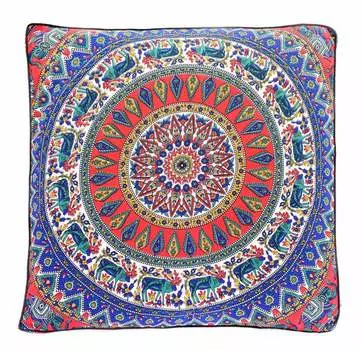 Чехол для напольной подушки, Floor Pillow Cover Blue and Red Mandala, Handmade, произв. MYINDIA