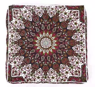 Чехол для напольной подушки, Floor Pillow Cover Red With Green, Handmade, произв. MYINDIA