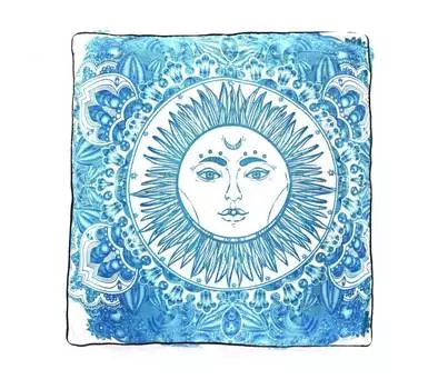 Чехол для напольной подушки, Floor Pillow Cover Blue Sun, Handmade, произв. MYINDIA