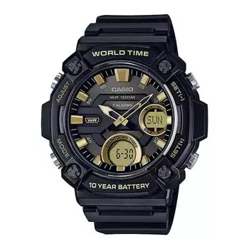 Черные аналогово-цифровые часы мужские, Black Analog-Digital Men's Watch, произв. Casio