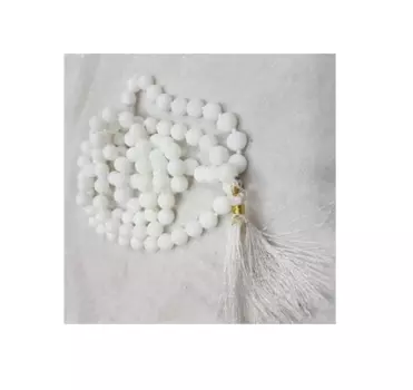 Чётки из Белого Агата: для гармонизации Луны и Венеры (108 шариков), White Hakik (Agate) Mala For Moon And Venus, произв. Kalyan Puja