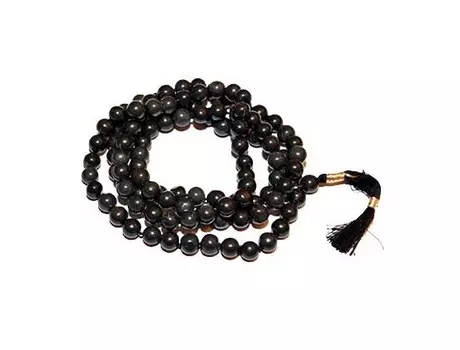 Чётки из Чёрного Агата: защита от зла (108 шариков), Black Hakik (Agate) Mala, произв. Kalyan Puja