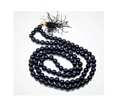 Чётки из Чёрного Турмалина: защита от зла (108 шариков), Natural Black Tourmaline Mala, произв. Kalyan Puja