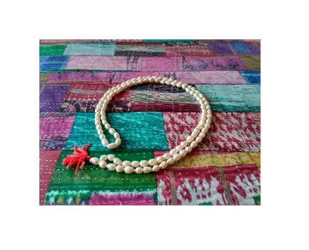 Чётки из Натурального Жемчуга (108 шариков), Moti Natural Pearl Mala - Oval Round, произв. Kalyan Puja