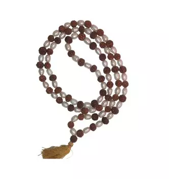 Чётки из Рудракши и Жемчуга, Rudraksha Moti Mala Rosary, произв. Kalyan Puja