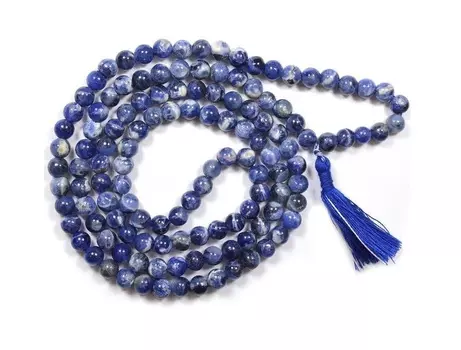 Чётки из Синего Содалита (108 шариков), Blue Sodalite Stone Mala For Rahu & Sagittarius, произв. Kalyan Puja