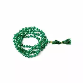 Чётки из Зелёного Агата: для гармонизации Меркурия (108 шариков), Green Hakik (Agate) Mala For Budha And Healing, произв. Kalyan Puja
