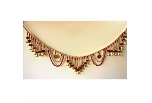 Декоративные красочные золотые бусы с символом Ом Бандханвар, Decorative Colourful Golden Beads Om Bandhanwar, произв. Kalyan Puja